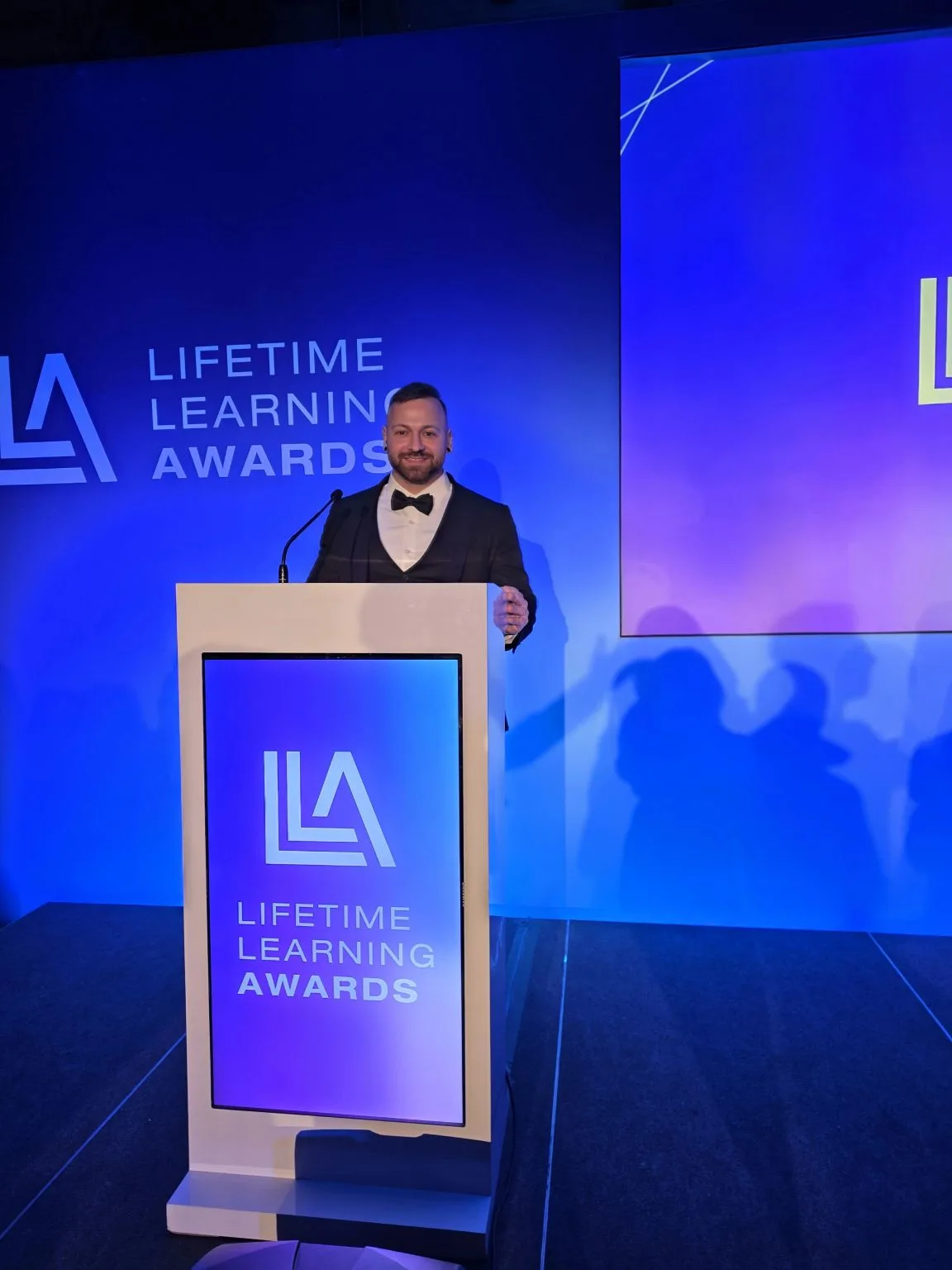 Presenting at the Lifetime Learning Awards.